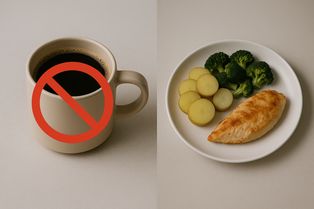 “Avoiding caffeine and heavy food at night”